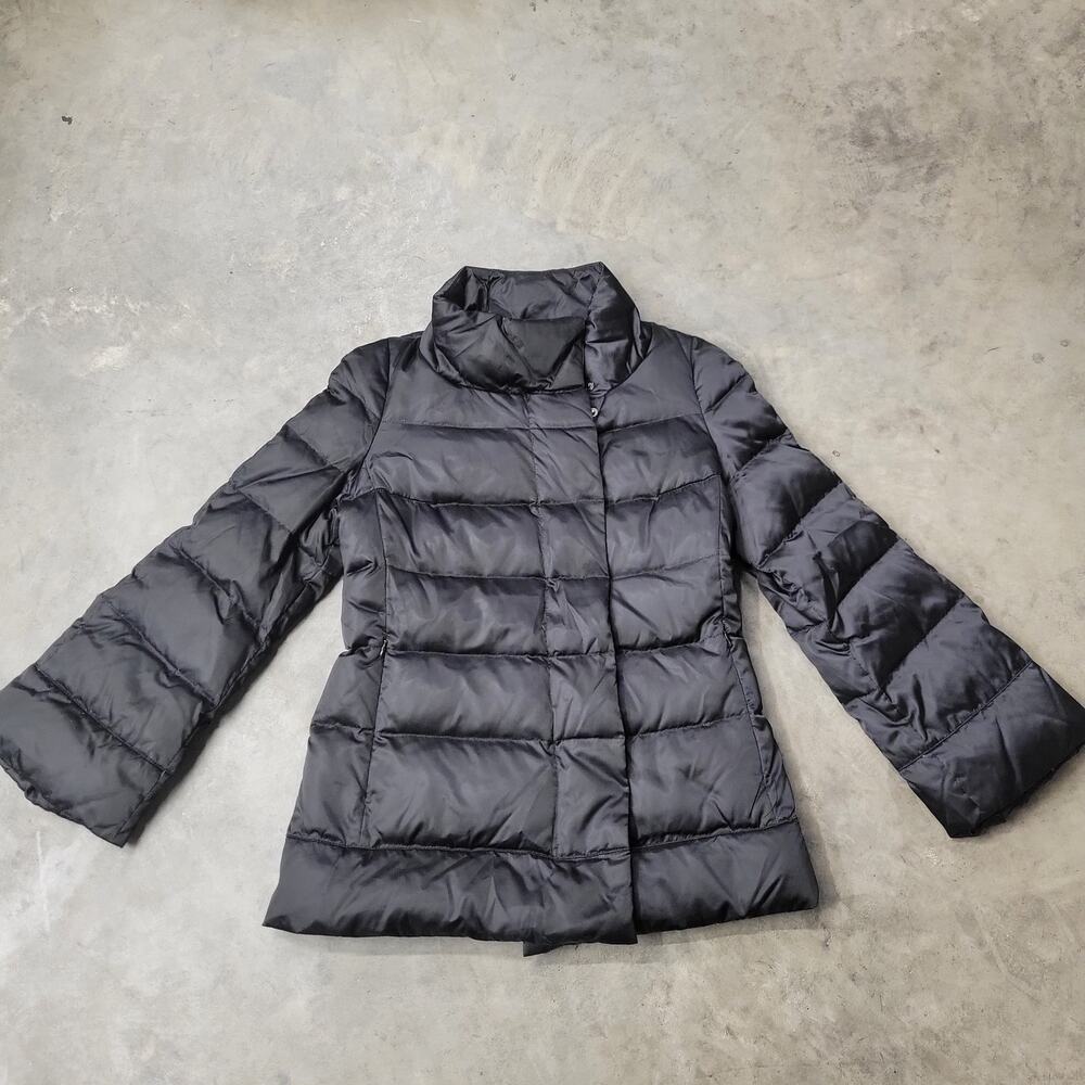 Hilary Radley Womens Puffer Jacket Size 8 Black Quilted Zip Coat